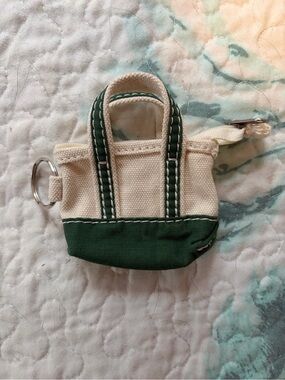LL Bean Green Canvas Micro boat & tote keychain